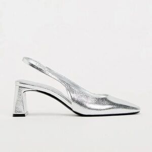 Silver Slingback Heels